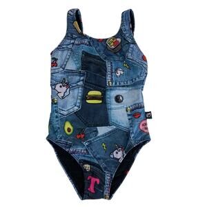 Terez Baby One Piece Denim Look  Hipstapatch Swimsuit NEW Size 2